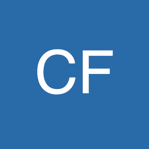 Here's an alt tag for the image: CF logo on blue background