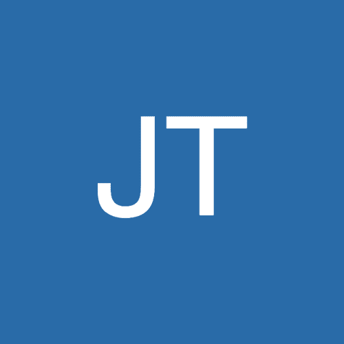 Here's an alt tag for the image: JT initials, blue background.