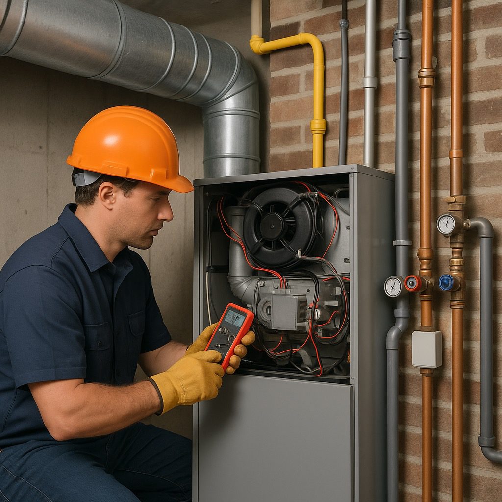 a man checking the HVAC system
